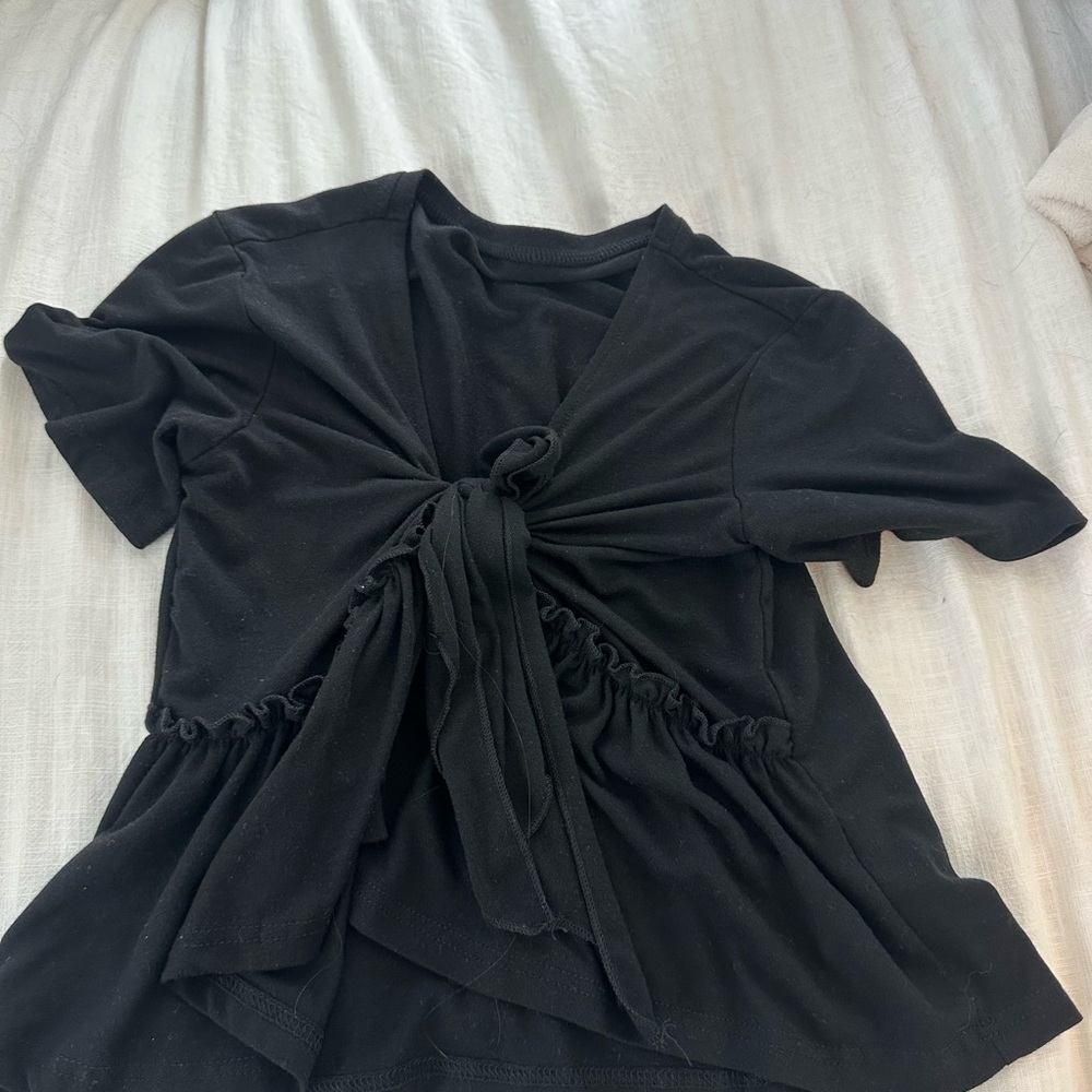 Elegant Black Tie-Front Top